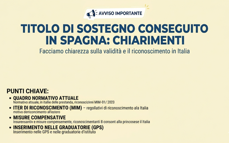 TITOLO SPECIALIZZAZIONE SOSTEGNO SPAGNA